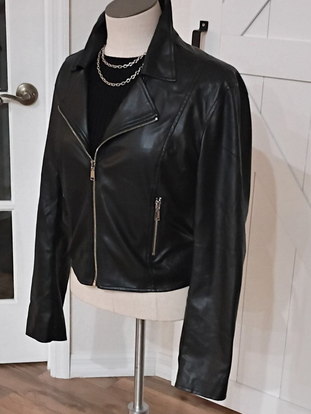 Black Leather Moto Jacket -